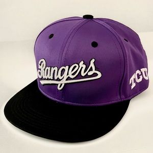 Texas Rangers Adjustable Flat Bill Hat | Purple TCU College Night |NWOT